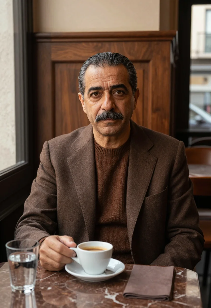 AI naples espresso sample — portrait of a man, chest-up portrait of a Neapolitan man in