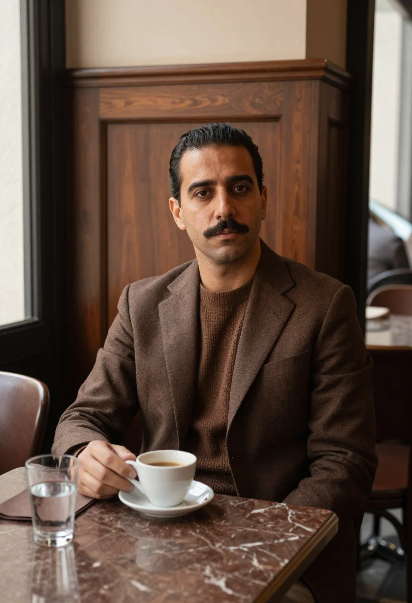 AI naples espresso sample — portrait of a man, three-quarter-length portrait of a Neapol