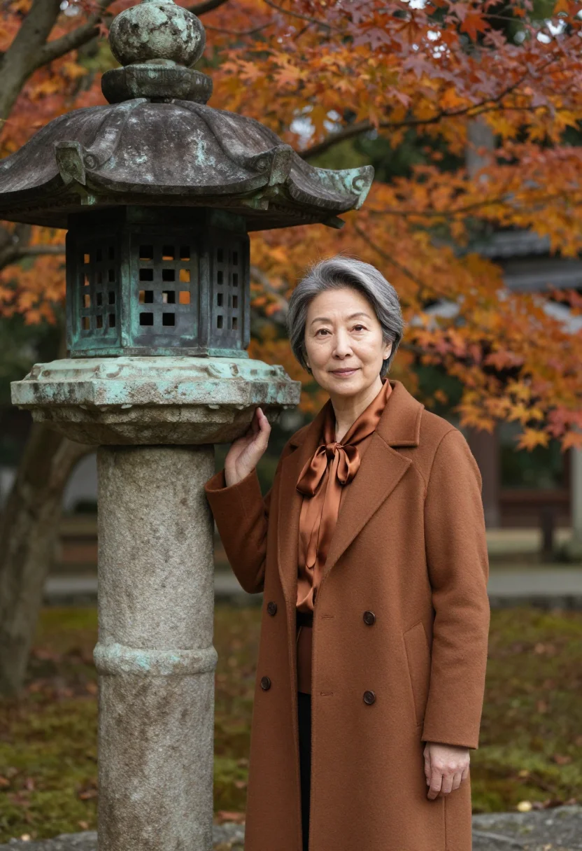 AI nara temple conservator bronze sample — portrait of a woman, a Japanese conservator in her early six