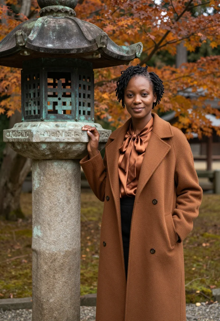 AI nara temple conservator bronze sample — portrait of a woman, an Ethiopian conservator in her early t