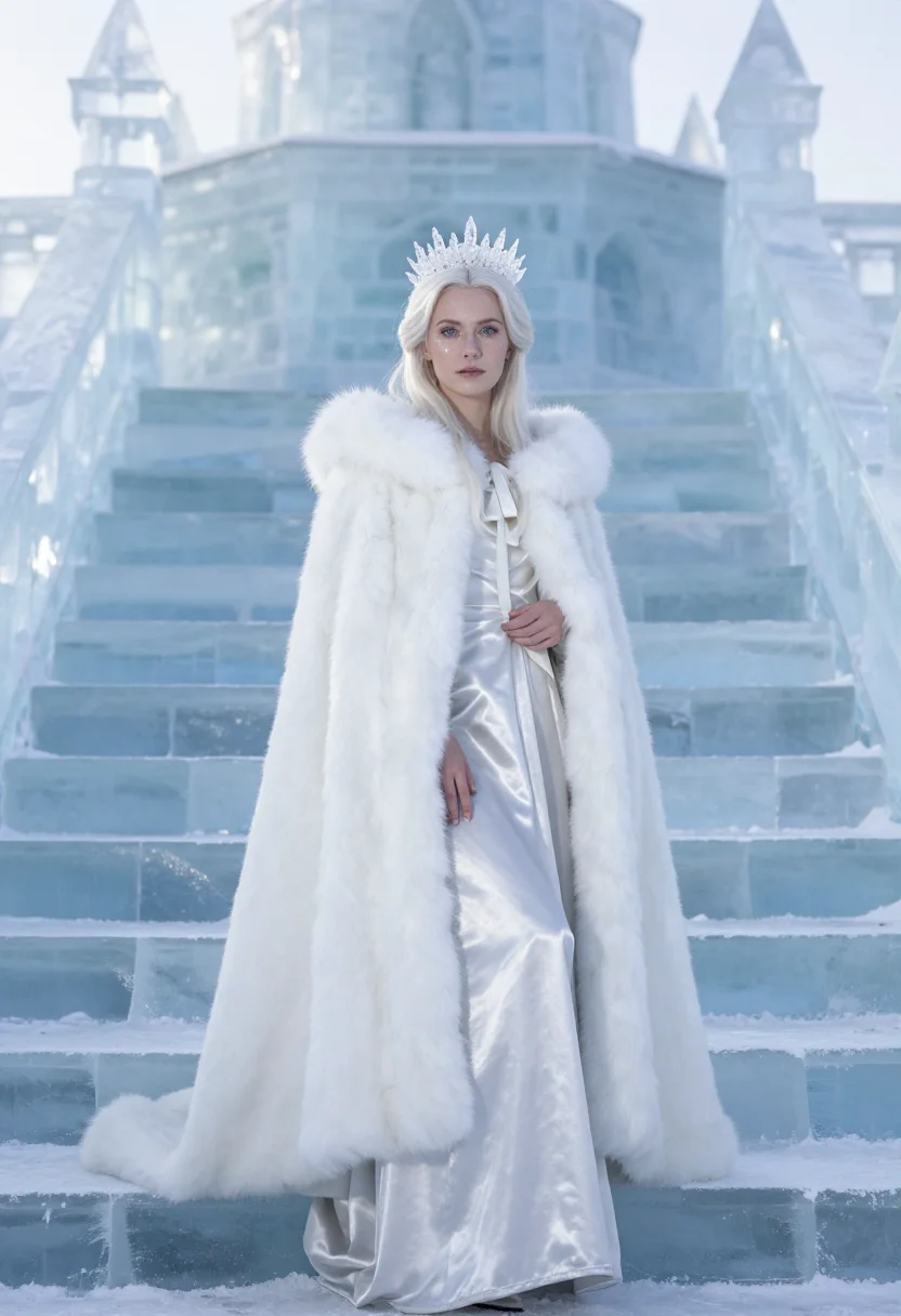 AI narnia white witch ice sample — portrait of a woman, framed three-quarter length from the cr