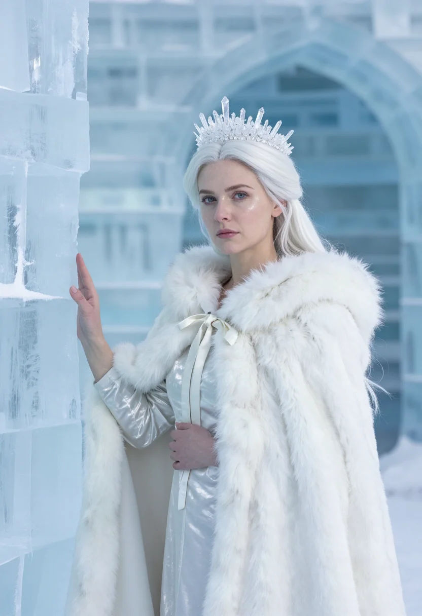 AI narnia white witch ice sample — portrait of a woman, framed half-length from the crown to th