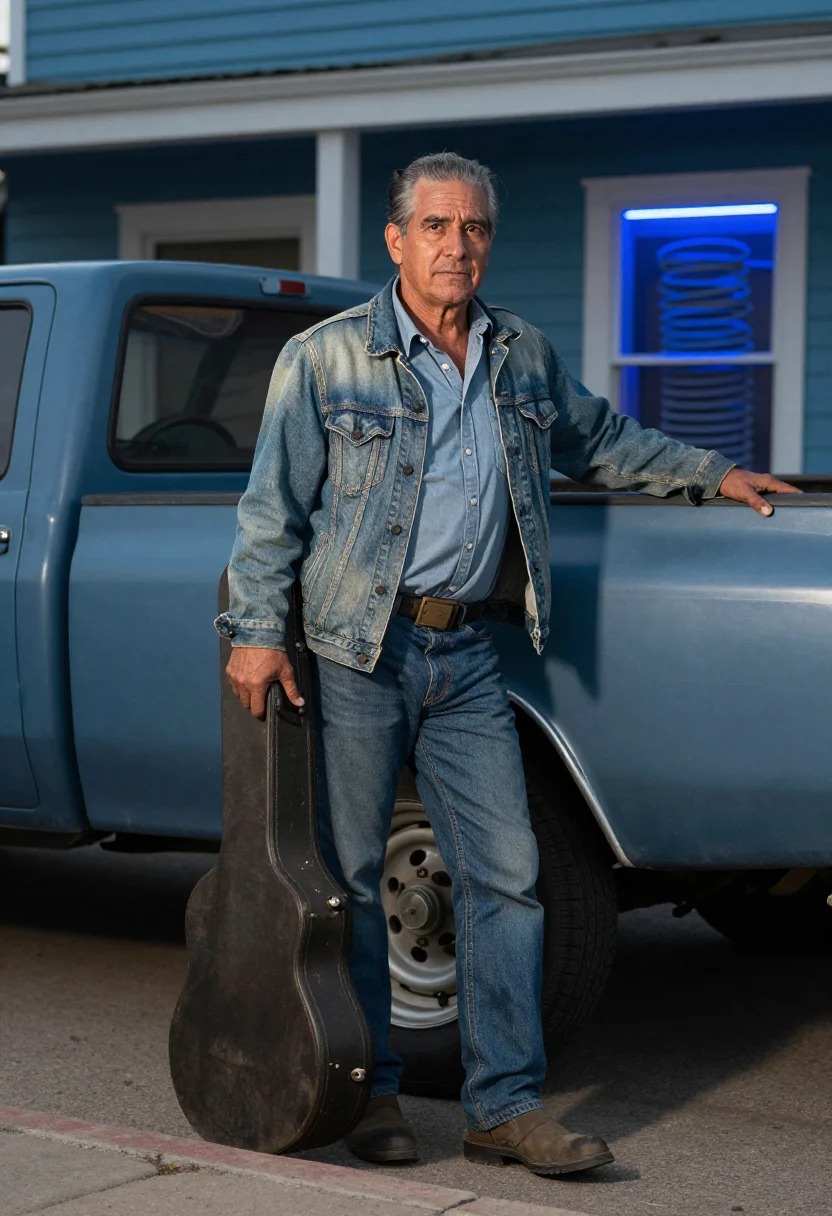 AI nashville denim sample — portrait of a man, full-length portrait of a man in his fort