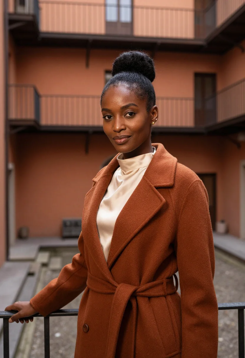 AI navigli design director canal ochre sample — portrait of a woman, of Ethiopian descent, in her early thir
