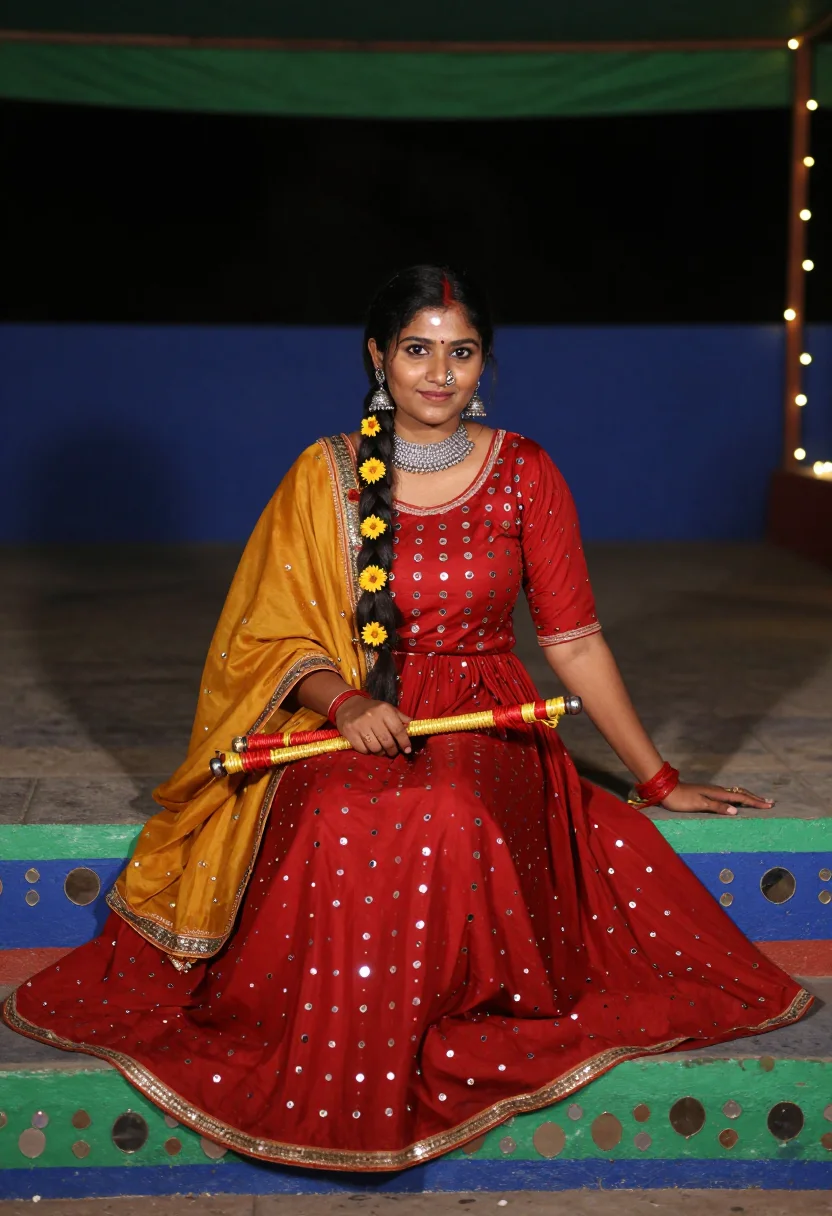 AI navratri garba chaniya choli sample — portrait of a woman, half-length portrait of a Gujarati woma