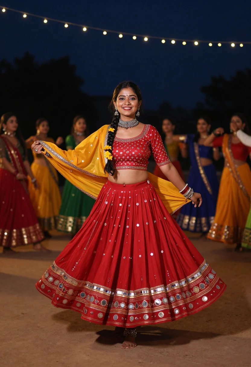 AI navratri garba chaniya choli sample — portrait of a woman, full-length portrait of a Gujarati woma