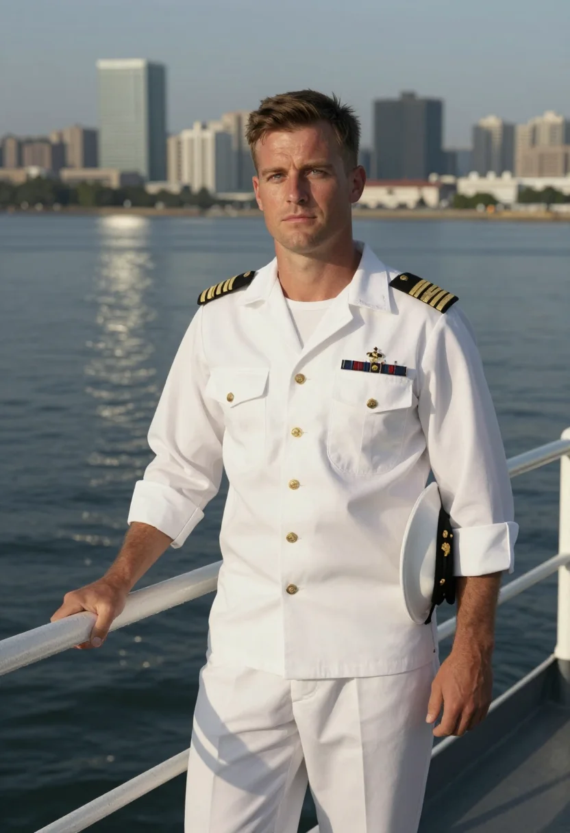 AI navy summer whites sample — portrait of a man, half-length portrait of an American man i