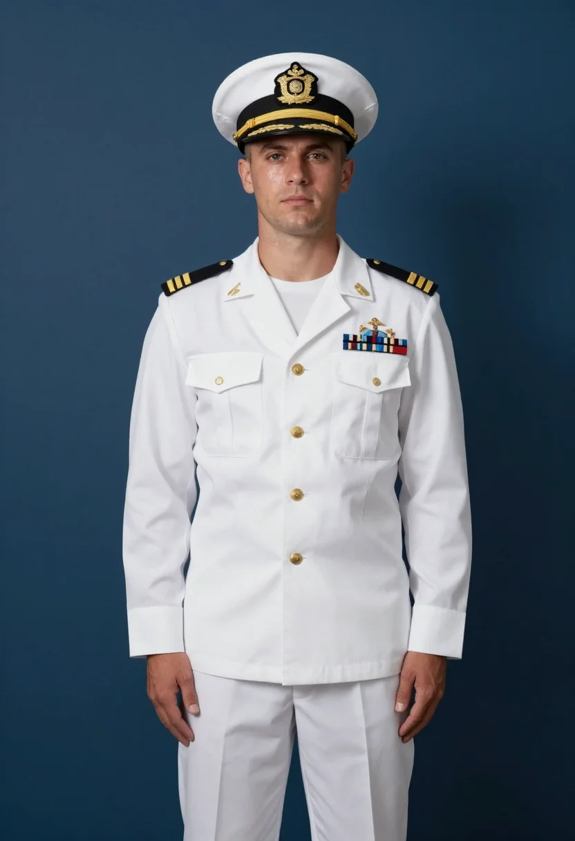 AI navy summer whites sample — portrait of a man, half-length portrait of an American man i
