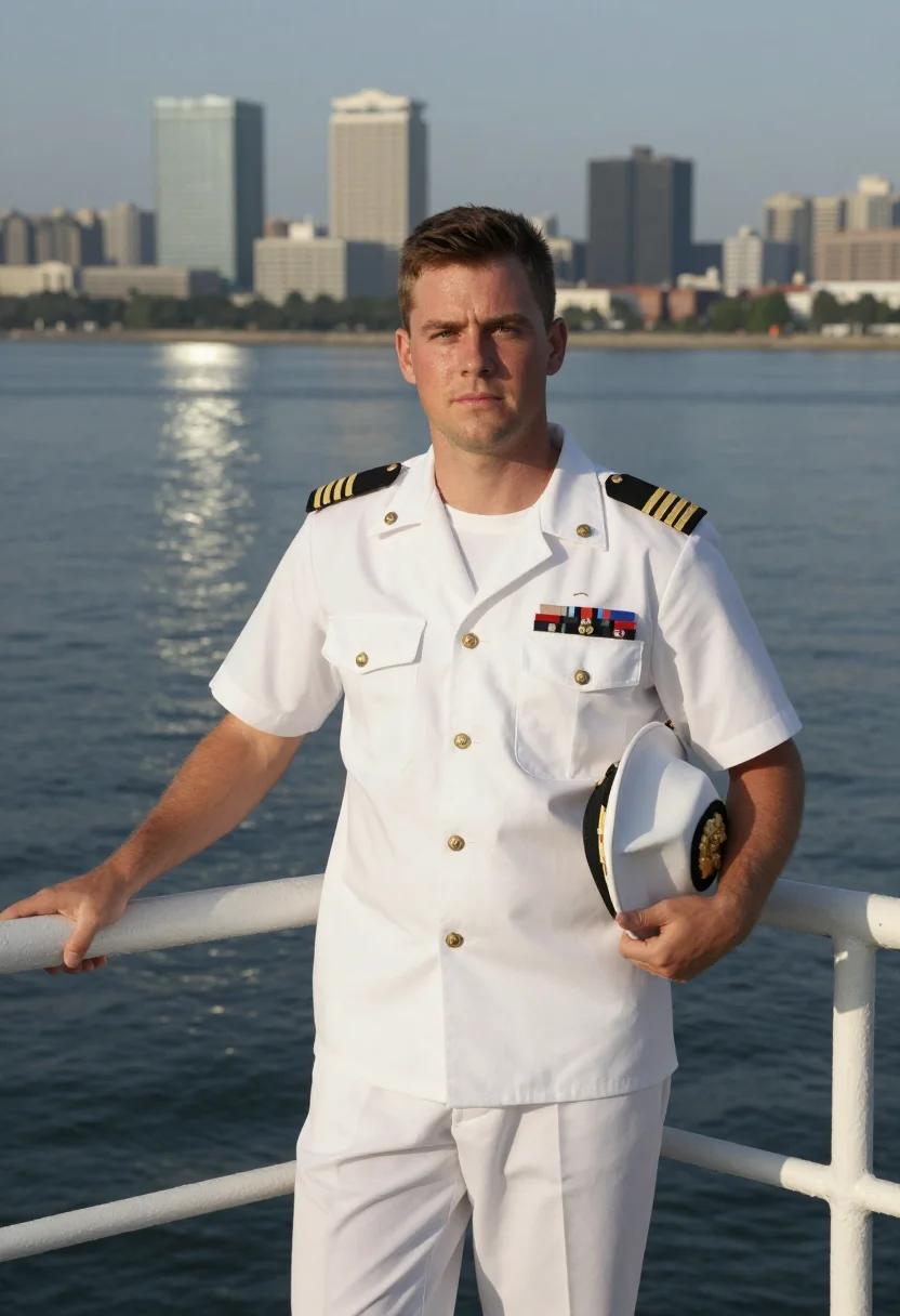 AI navy summer whites sample — portrait of a man, three-quarter-length portrait of an Ameri