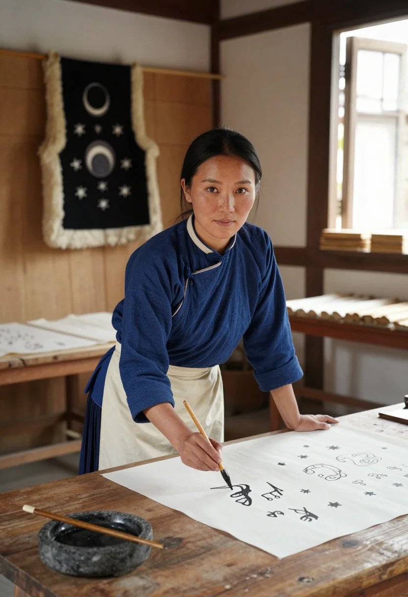 AI naxi cape sample — portrait of a woman, half-length portrait of a Naxi woman in