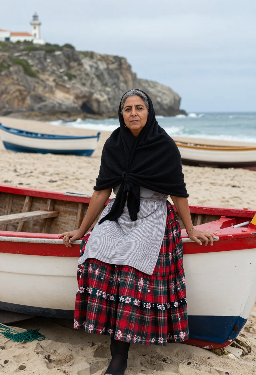 AI nazare fisherwoman sample — portrait of a woman, half-length portrait of a Portuguese wo