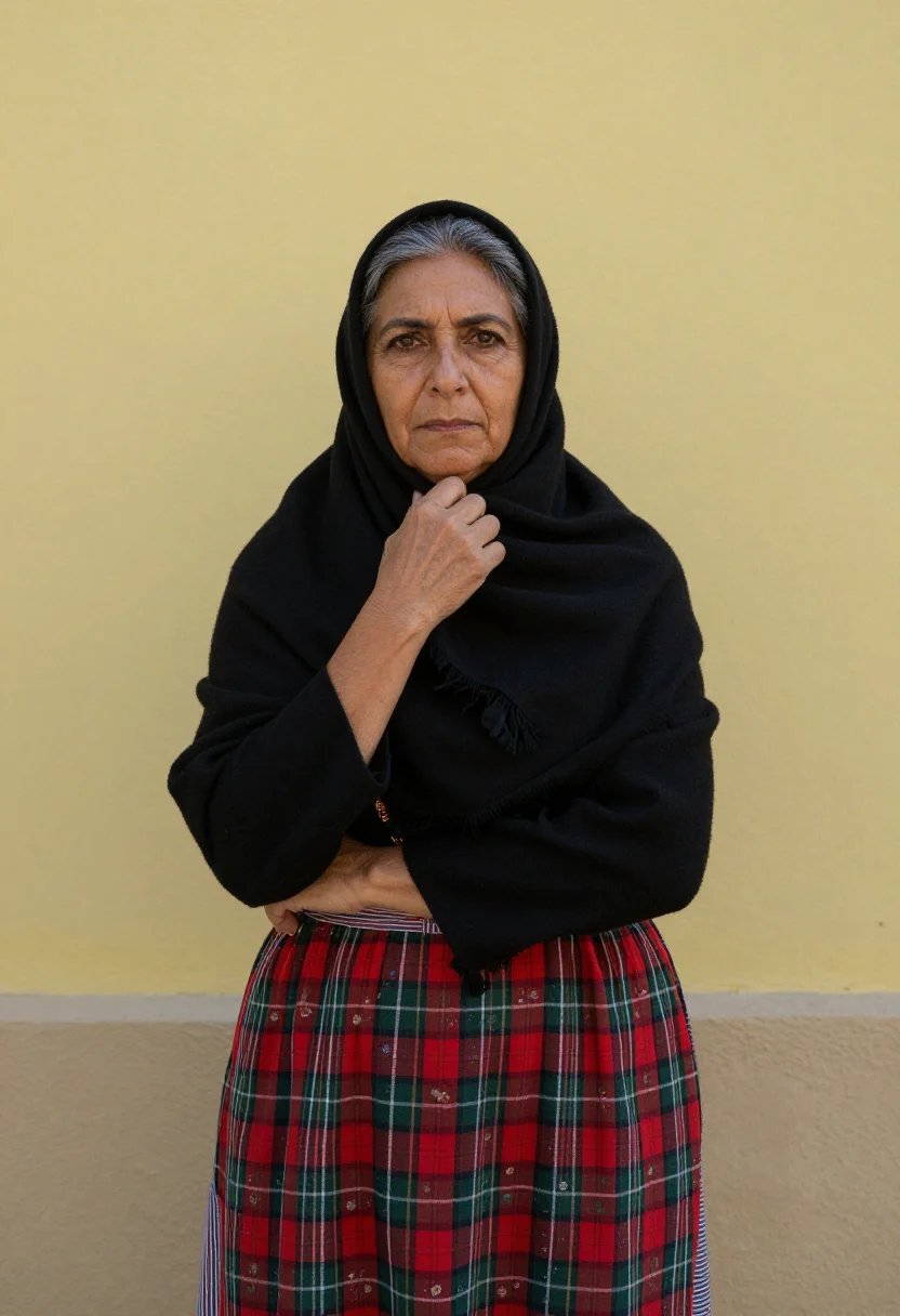AI nazare fisherwoman sample — portrait of a woman, chest-up portrait of a Portuguese woman