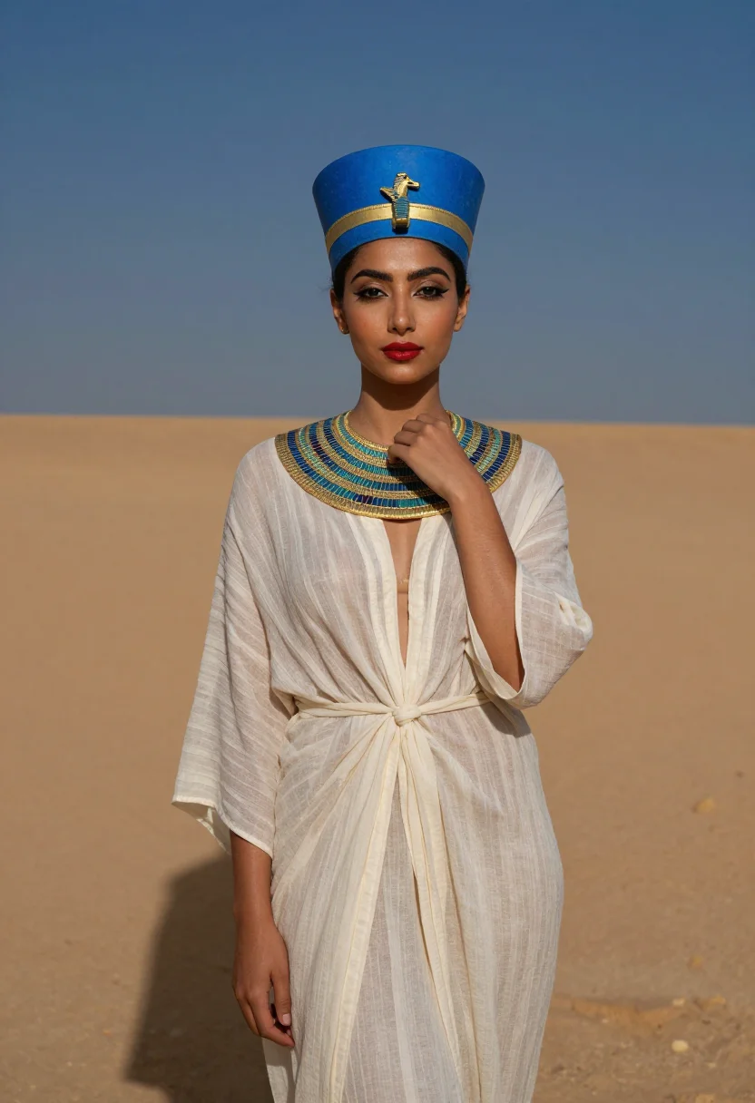AI nefertiti sample — portrait of a woman, half-length portrait of a North-African
