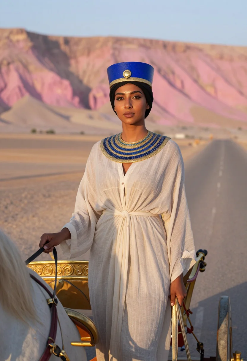 AI nefertiti sample — portrait of a woman, half-length portrait of a North-African