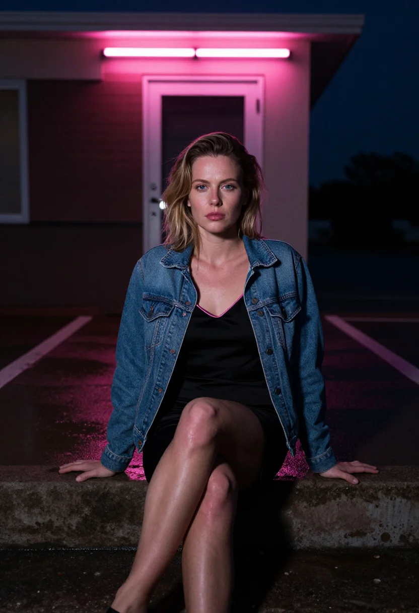 AI neon sign sample — portrait of a woman, wide seated portrait of a Western-Europ