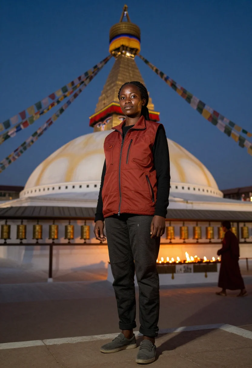 AI nepal sample — full-length portrait of a Black woman with deep brown skin,