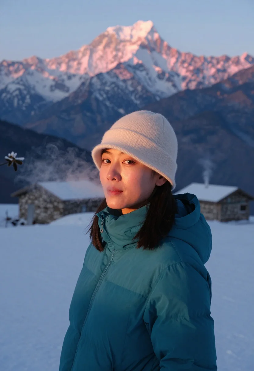 AI nepal sample — head-and-shoulders portrait of an East Asian woman with warm