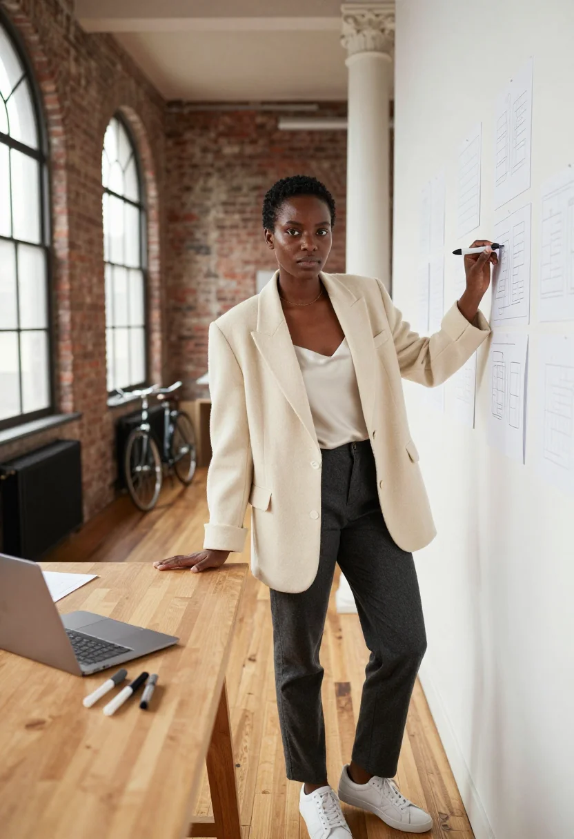 AI new york startup sample — portrait of a woman, half-length portrait of a Black woman i