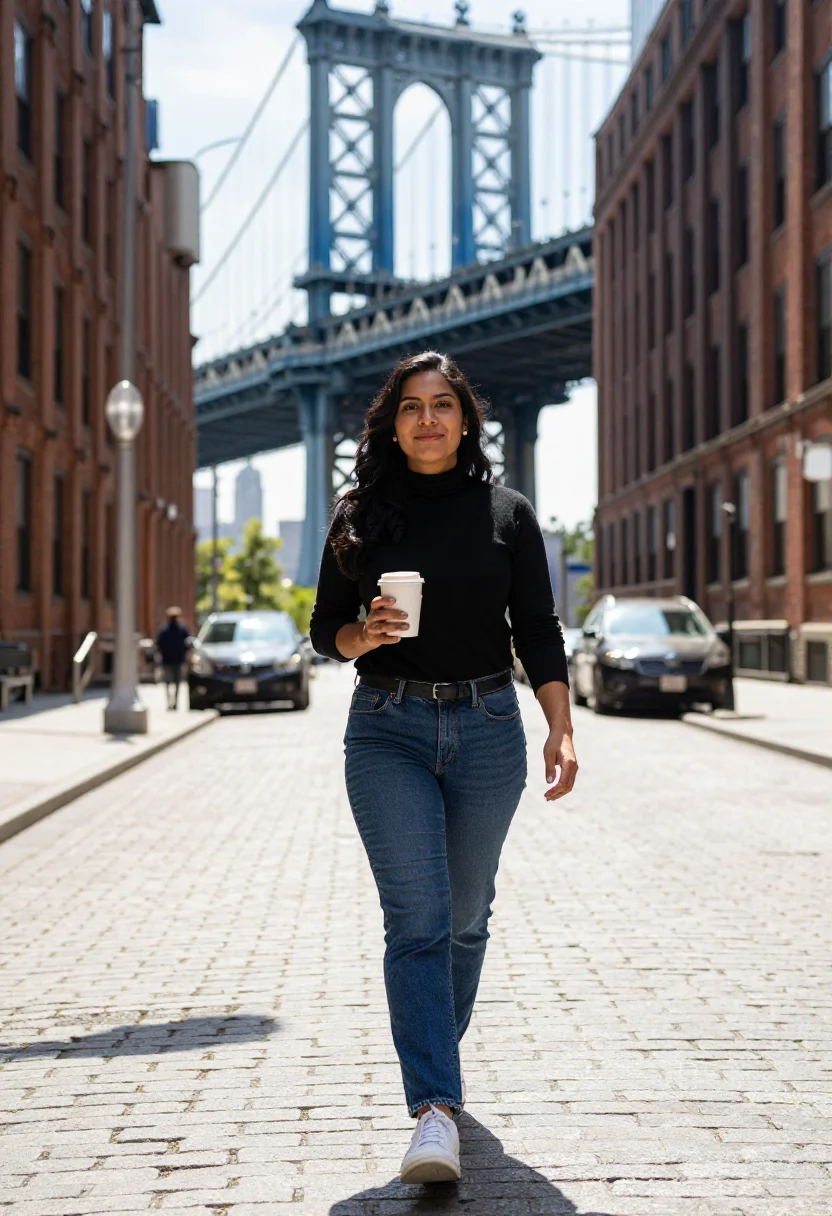 AI new york startup sample — portrait of a woman, full-length portrait of a Latin-America