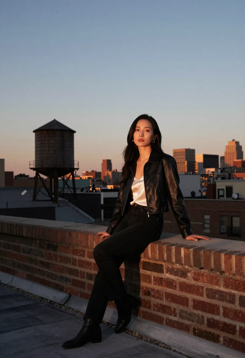 AI new york startup sample — portrait of a woman, full-length portrait of an East-Asian w