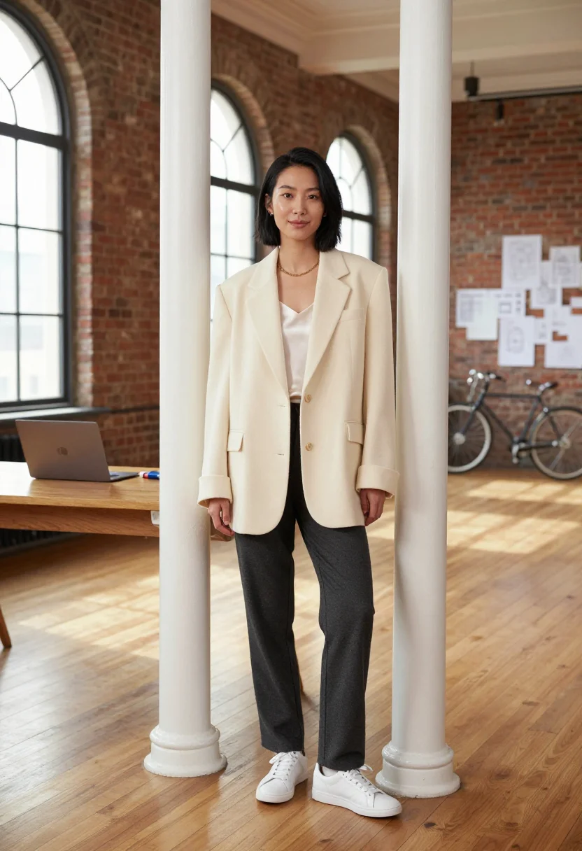 AI new york startup sample — portrait of a woman, full-length portrait of an East-Asian w