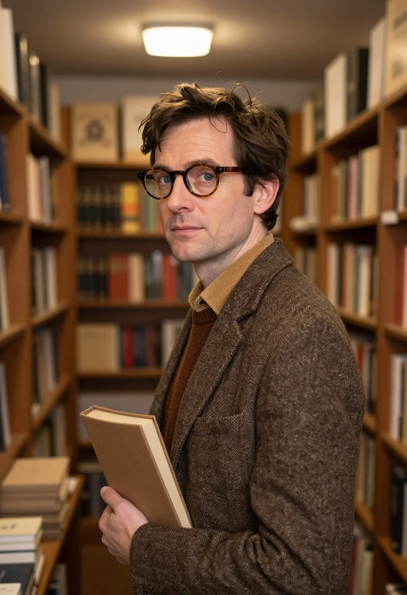 AI new yorker festival writer tweed sample — portrait of a man, upper-body portrait of an English man in