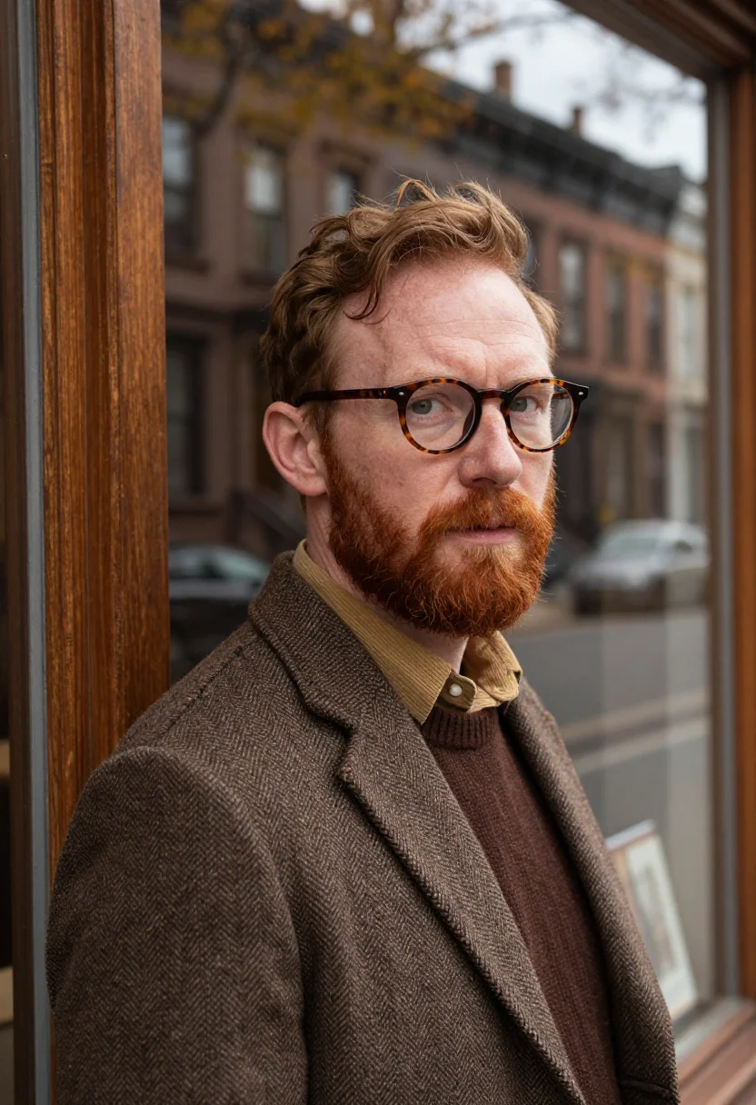 AI new yorker festival writer tweed sample — portrait of a man, tight head-and-shoulders portrait of an I