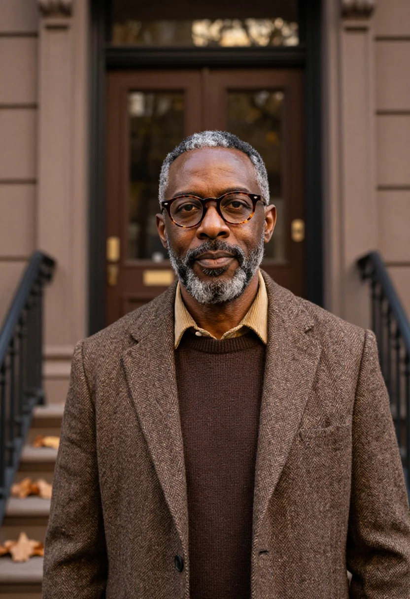 AI new yorker festival writer tweed sample — portrait of a man, tight head-and-shoulders portrait of a Bl