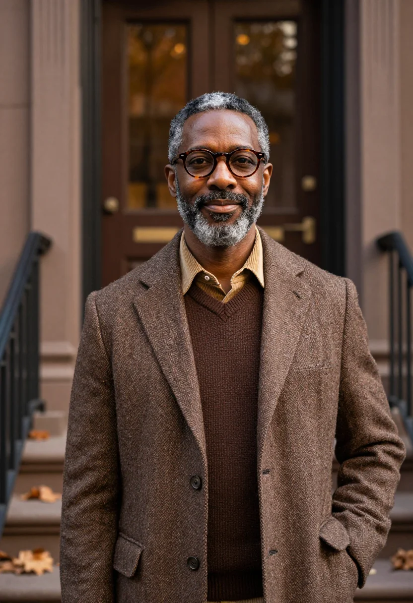 AI new yorker festival writer tweed sample — portrait of a man, upper-body portrait of a Black American m