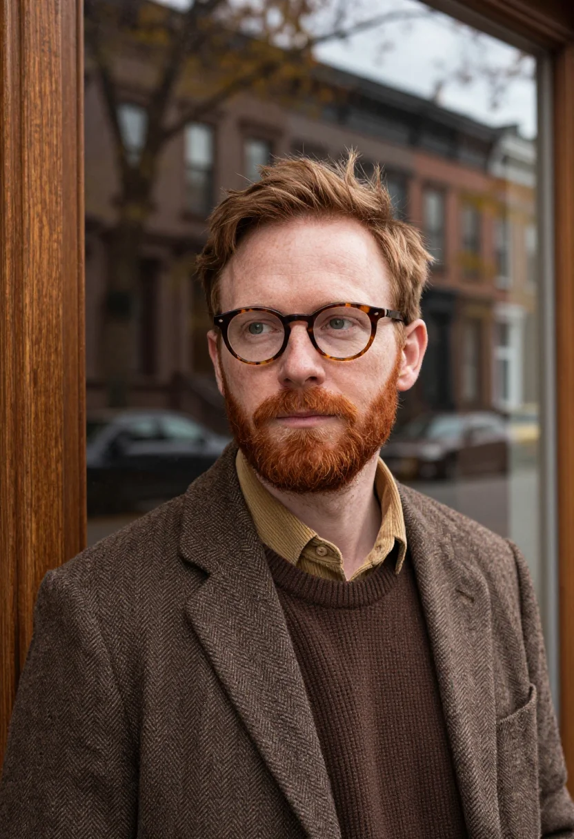 AI new yorker festival writer tweed sample — portrait of a man, tight head-and-shoulders portrait of an I