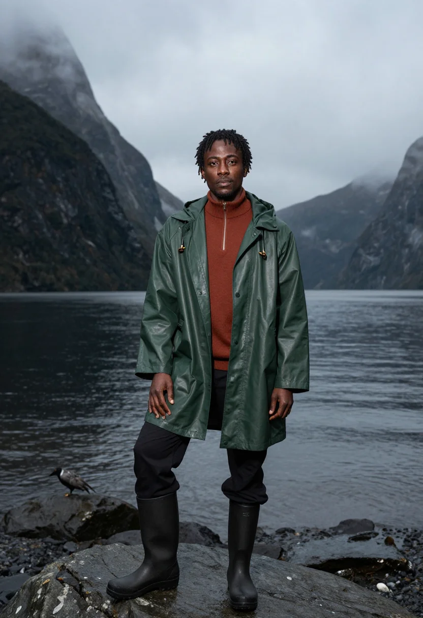 AI new zealand sample — three-quarter-length portrait of a Black man with deep brown