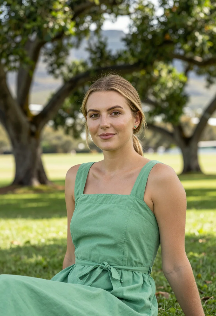 AI newlands cape town table mountain green sample — portrait of a woman, a spectator in her late twenties of Afr