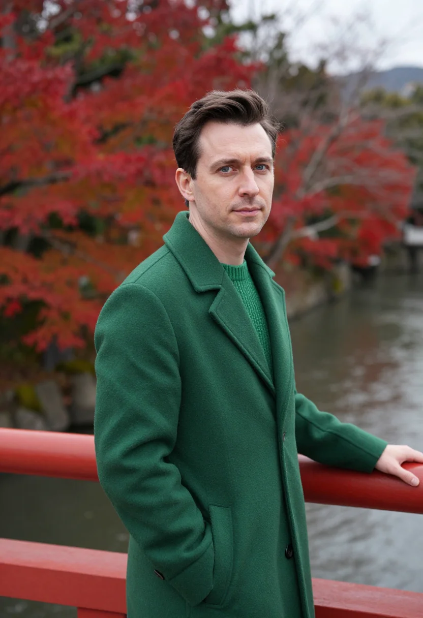 AI nikko vermilion bridge sample — portrait of a man, framed half-length from the waist up, the