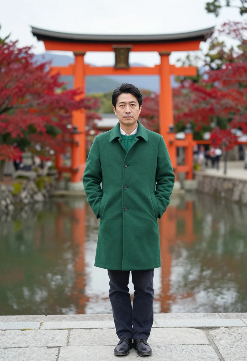 AI nikko vermilion bridge sample — portrait of a man, framed full-length from the head to the s