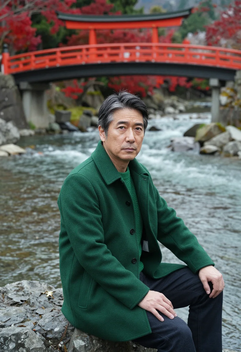 AI nikko vermilion bridge sample — portrait of a man, framed three-quarter length from the head
