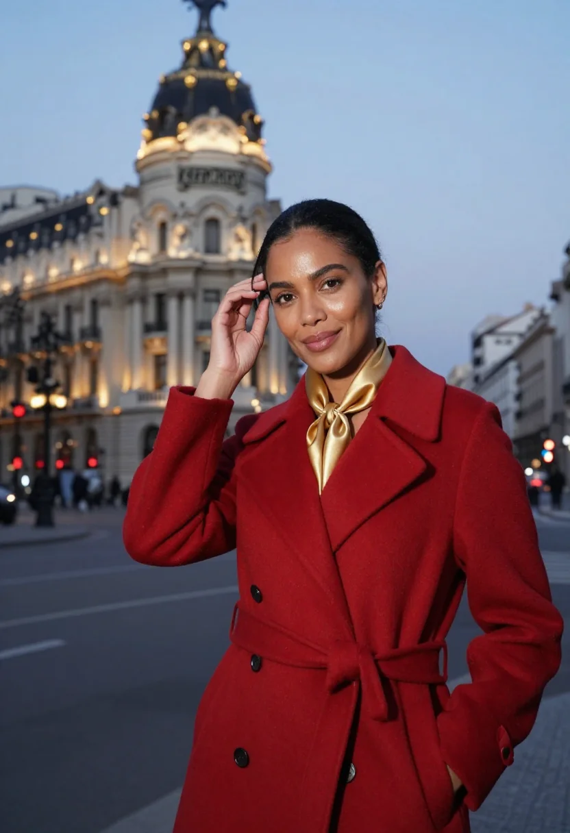 AI nochevieja puerta del sol sample — portrait of a woman, in her forties, with warm brown skin, d