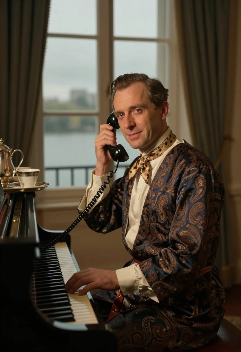 AI noel coward sample — portrait of a man, half-length portrait of an English man wi
