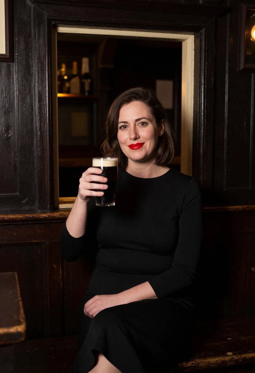 AI nollaig na mban cork red sample — portrait of a woman, framed half-length from the crown to th