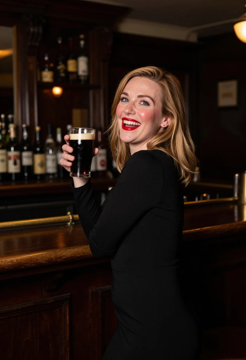 AI nollaig na mban cork red sample — portrait of a woman, framed half-length from the crown to th