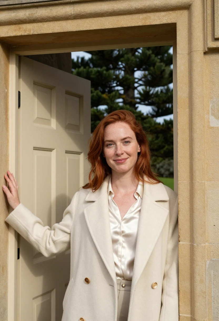 AI norfolk island architect georgian sandstone sample — portrait of a woman, an architect in her early thirties with
