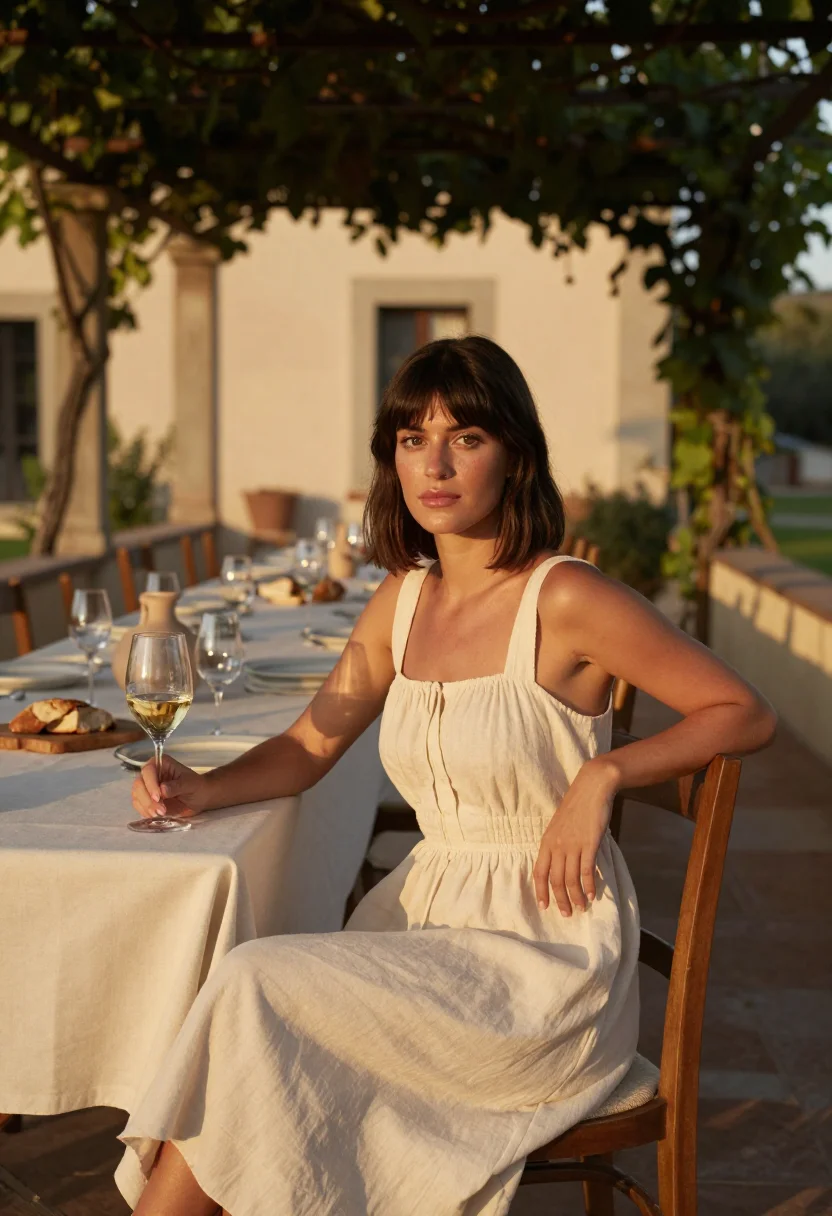 AI normal people marianne italy villa summer sample — portrait of a woman, a Spanish woman in her early twenties w