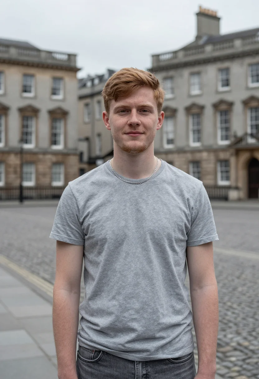 AI normal people trinity dublin connell chain sample — portrait of a man, an Irish man in his early twenties with p