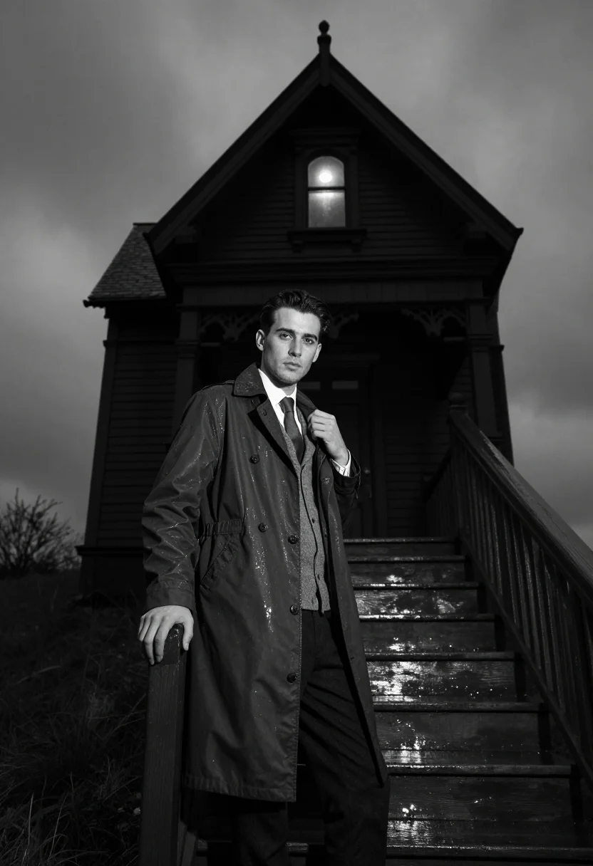 AI norman bates sample — portrait of a man, three-quarter-length portrait of a man of