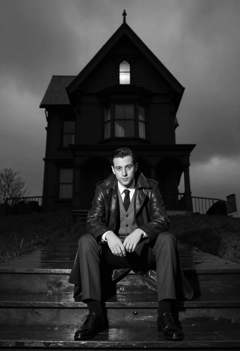 AI norman bates sample — portrait of a man, full-length portrait of a man of Western-
