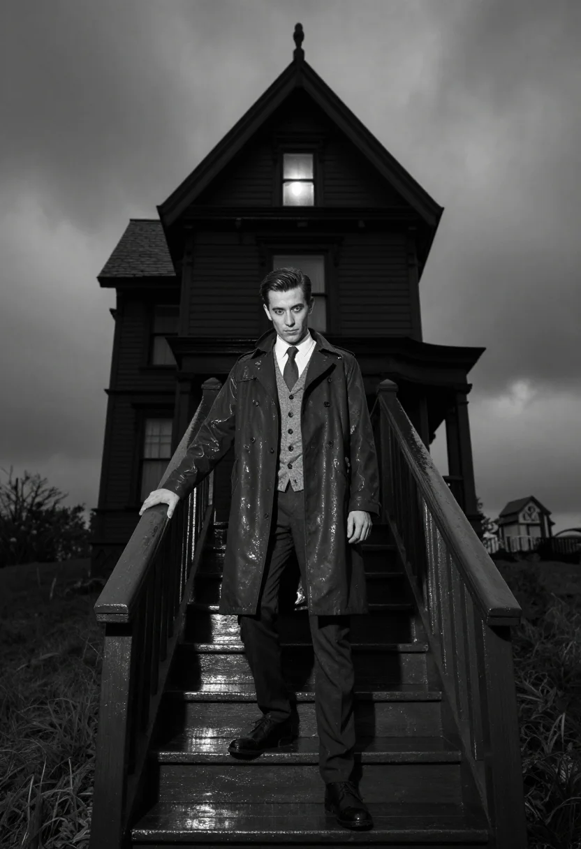 AI norman bates sample — portrait of a man, full-length portrait of a man of Western-