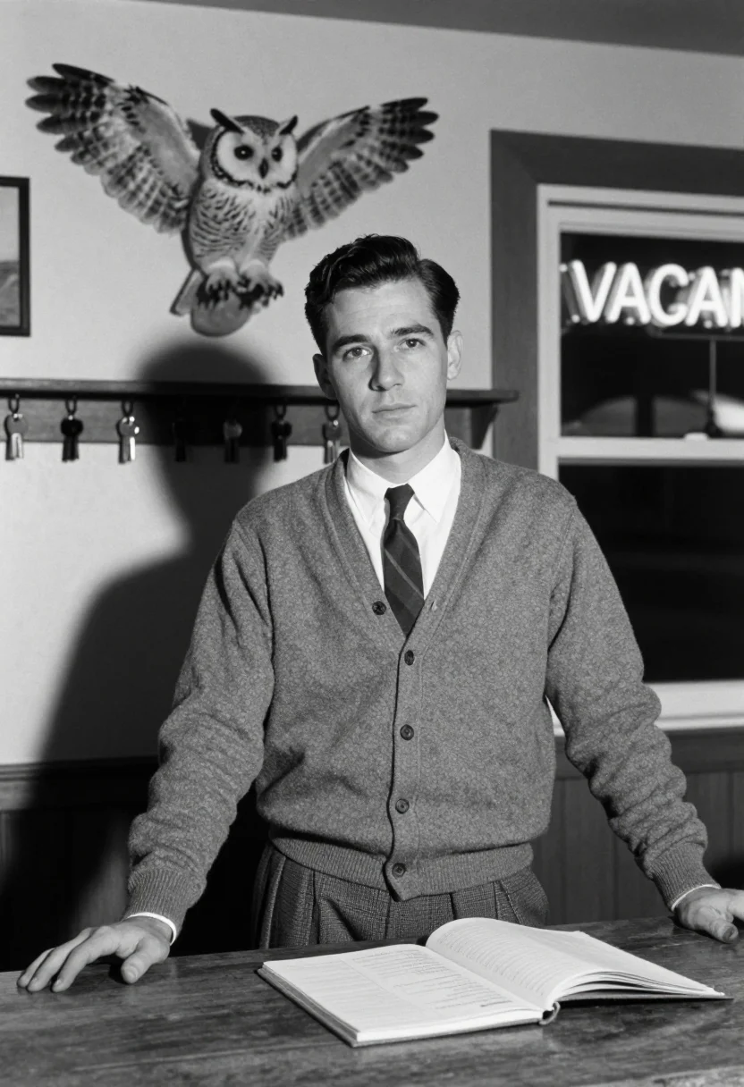 AI norman bates sample — portrait of a man, three-quarter-length portrait of a man of