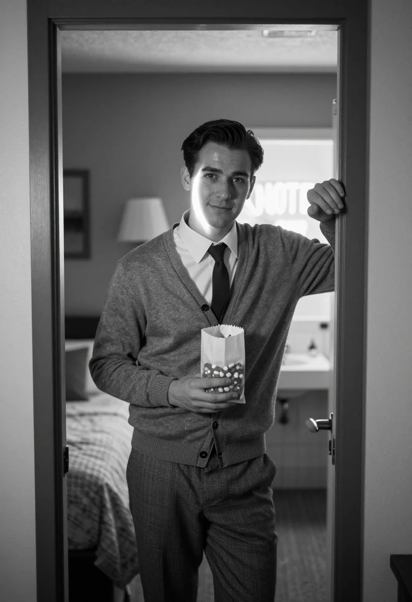 AI norman bates sample — portrait of a man, half-length portrait of a man of Western-