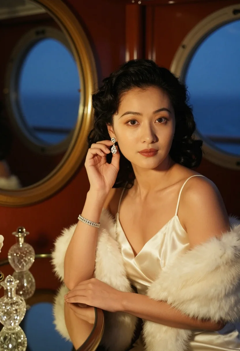 AI normandie deco sample — portrait of a woman, chest-up portrait of an East-Asian woma