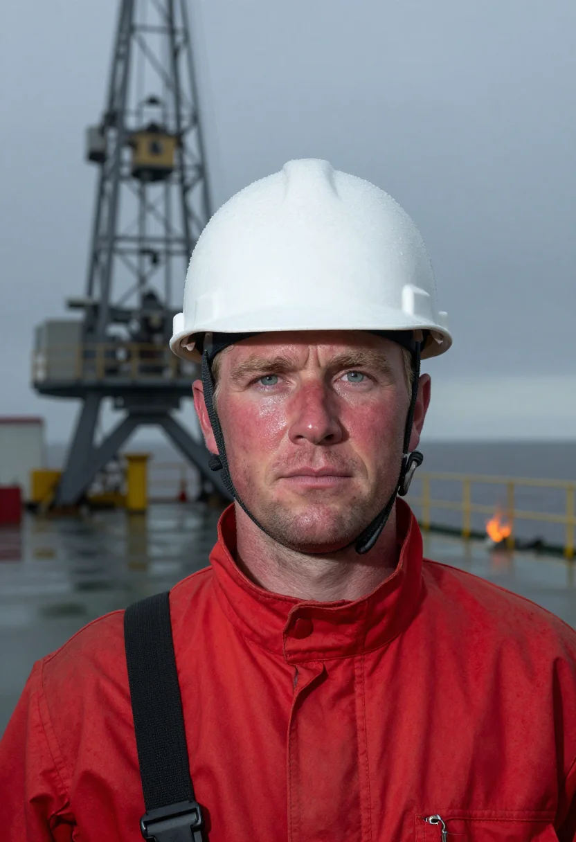AI north sea rig sample — portrait of a man, tight head-and-shoulders portrait of a Sc