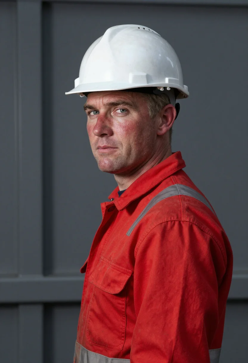 AI north sea rig sample — portrait of a man, chest-up portrait of a Scottish man in hi